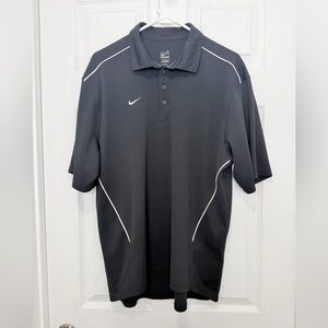 Nike Men's Black Polo Shirt with White Accents